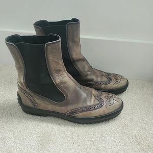 TOD's Wingtip Chelsea Boot Leather Womens Shoe, Size 7